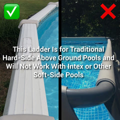 Blue Torrent AC22489 Adjustable A-Frame Flip Up Pool Ladder for Above Ground Pools