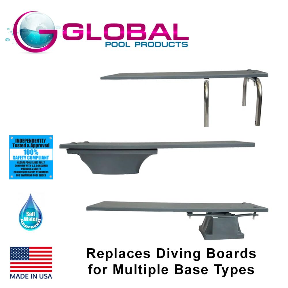 GLOBAL POOL PRODUCTS Global Pool Products GPP-DB-GX6-W 6 Feet White Diving Board Replacement for Inground Swimming Pools
