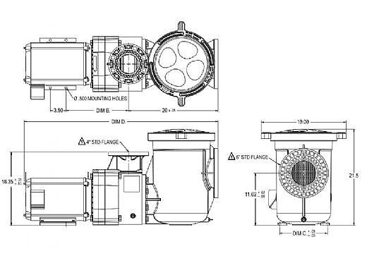PENTAIR Pentair 340026 EQW300 Series 3HP NEMA Premium Efficiency Single Phase Waterfall Pool Pump with Strainer 208-230V