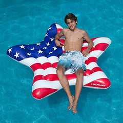 Swimline 90537 Americana Star Island Pool Raft USA Flag Design 65 inches by 69 inches