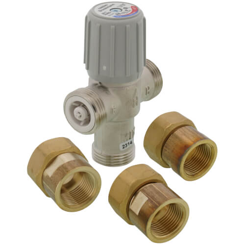 RESIDEO Resideo AM101-UT-1LF Thermostatic Mixing Valve Union Tee 3/4 Inch NPT 70-145F Lead-Free