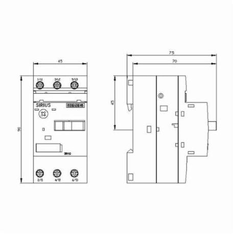 SIEMENS Siemens 3RV1011-1JA10 Motor Starter Protector, 7-10A, Thermal/Magnetic Trip, 3 Poles