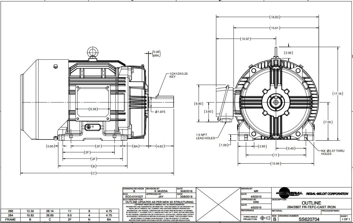 MARATHON MOTORS Marathon Electric GT1028A 25 HP 1800 RPM 284T TEFC Electric Motor