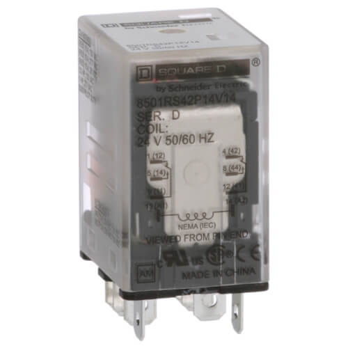 SCHNEIDER ELECTRIC Square D 8501RS42P14V14 DPDT 24 VAC Relay