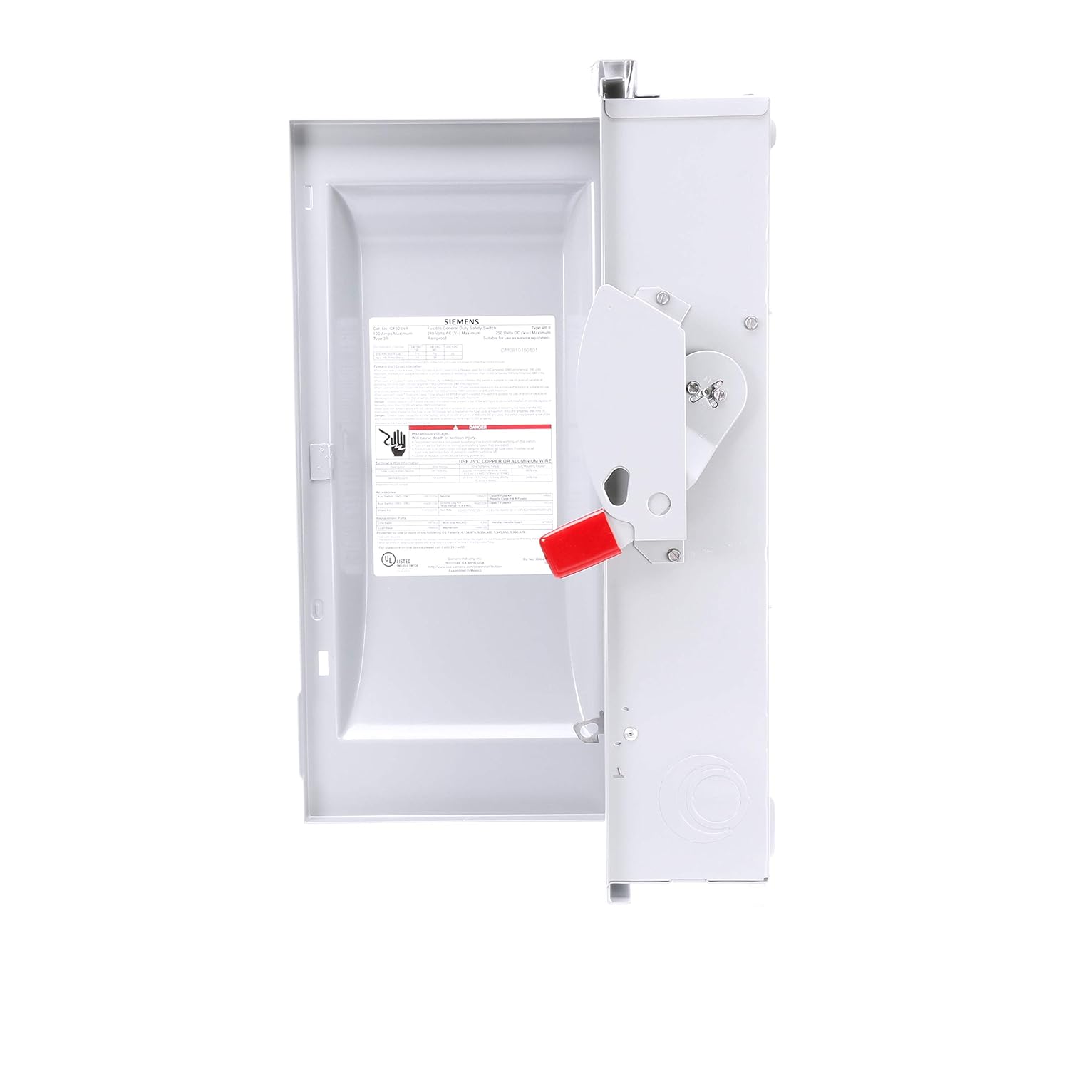 SIEMENS SIEMENS GF323NR Safety Switch 100 Amp 240 Volt 3 Pole 4 Wire General Duty Outdoor Rated