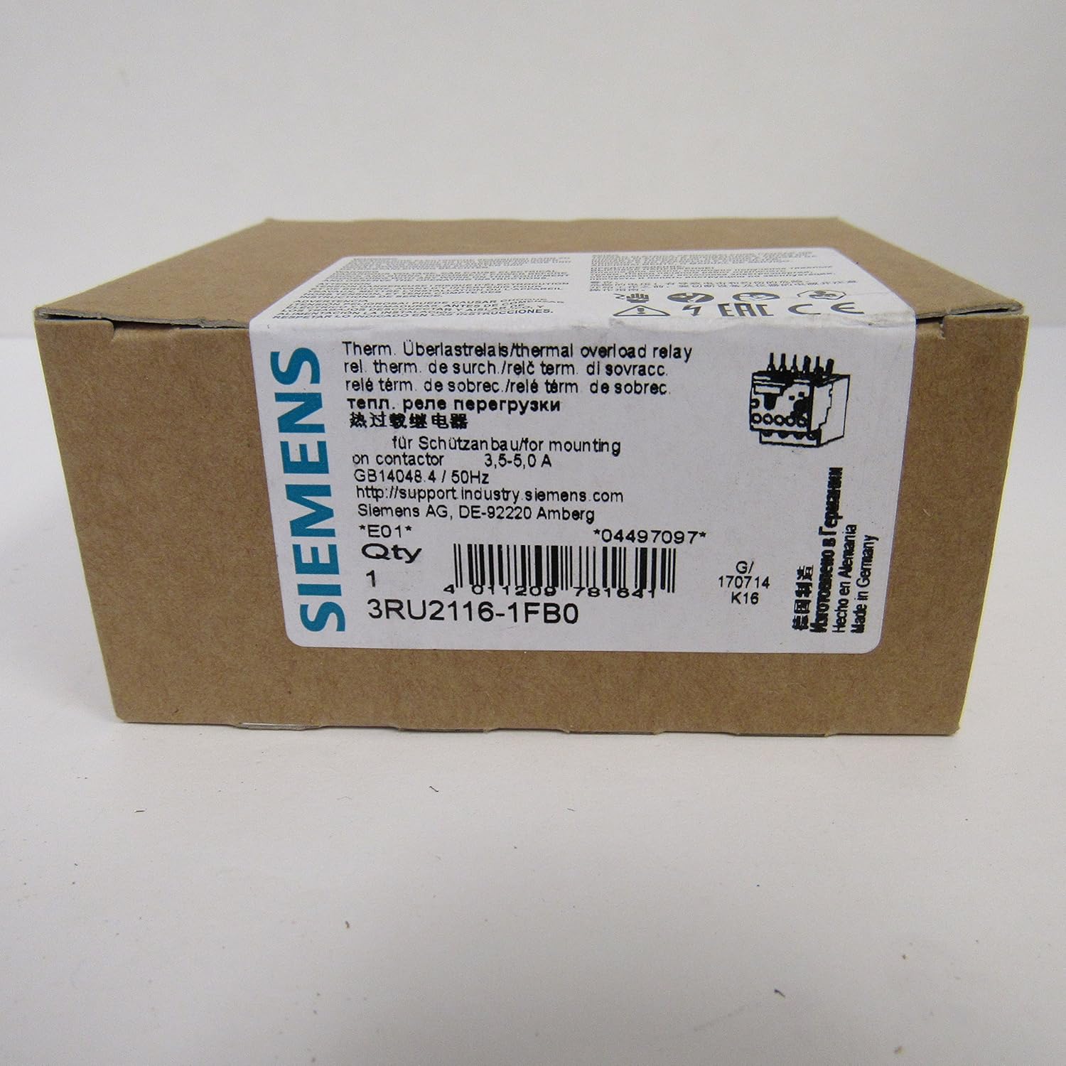 SIEMENS Siemens 3RU2116-1FB0 Overload Relay 3.5-5.0 AMP