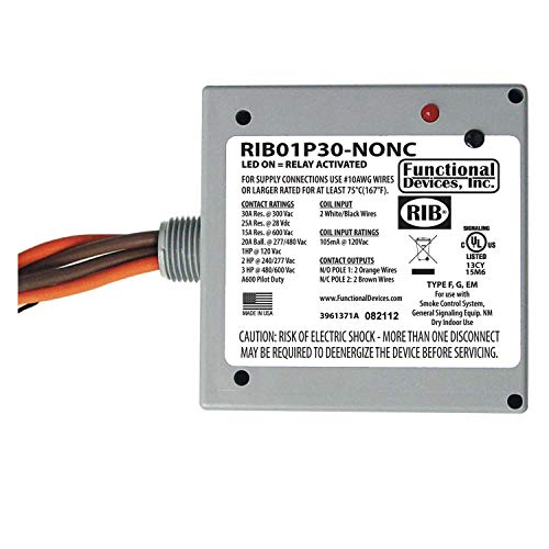 FUNCTIONAL DEVICES Functional Devices RIB01P30-NONC Enclosed Relay 30A DPST-NONC 120V
