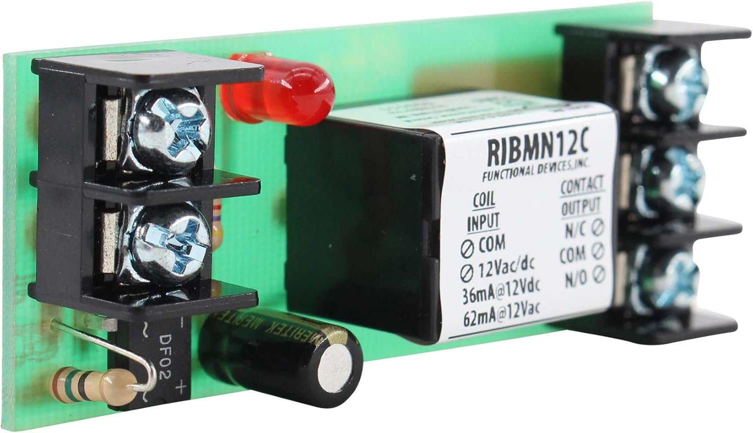 FUNCTIONAL DEVICES Functional Devices RIBMN12C Pilot Relay 12V 15A SPDT Track Mount