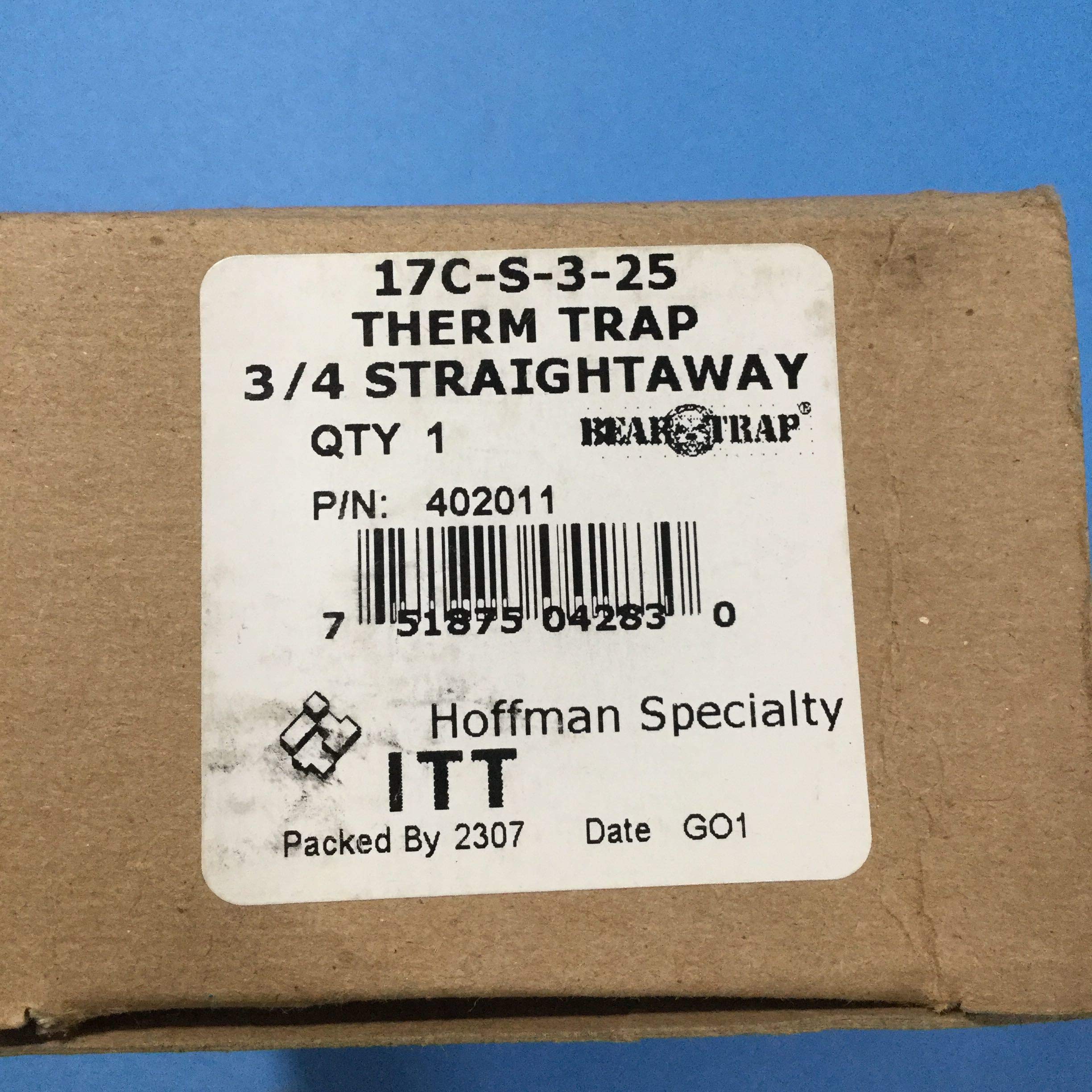 HOFFMAN HOFFMAN 402011 17C-3 Thermostatic Steam Trap Straight 25 PSI