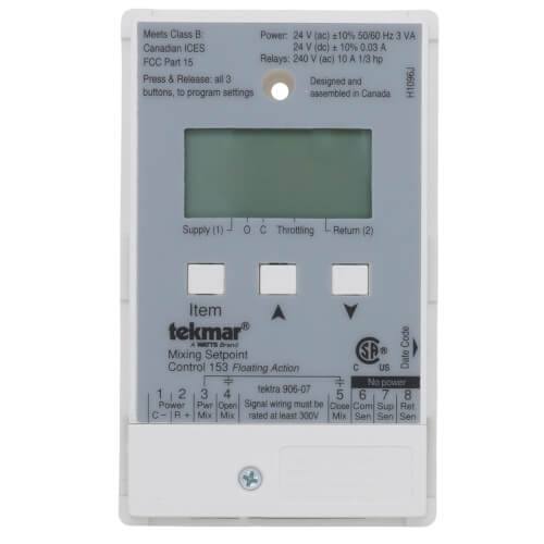 TEKMAR Tekmar 153 Mixing Setpoint Control - Floating Action