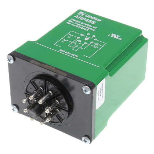 LITTELFUSE Littelfuse ARP43S Electromechanical Relay 120VAC 10A DPDT (60.7 x 45.2 x 73.9) mm Plug-in Alternating Relay