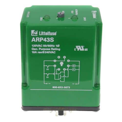 LITTELFUSE Littelfuse ARP43S Electromechanical Relay 120VAC 10A DPDT (60.7 x 45.2 x 73.9) mm Plug-in Alternating Relay