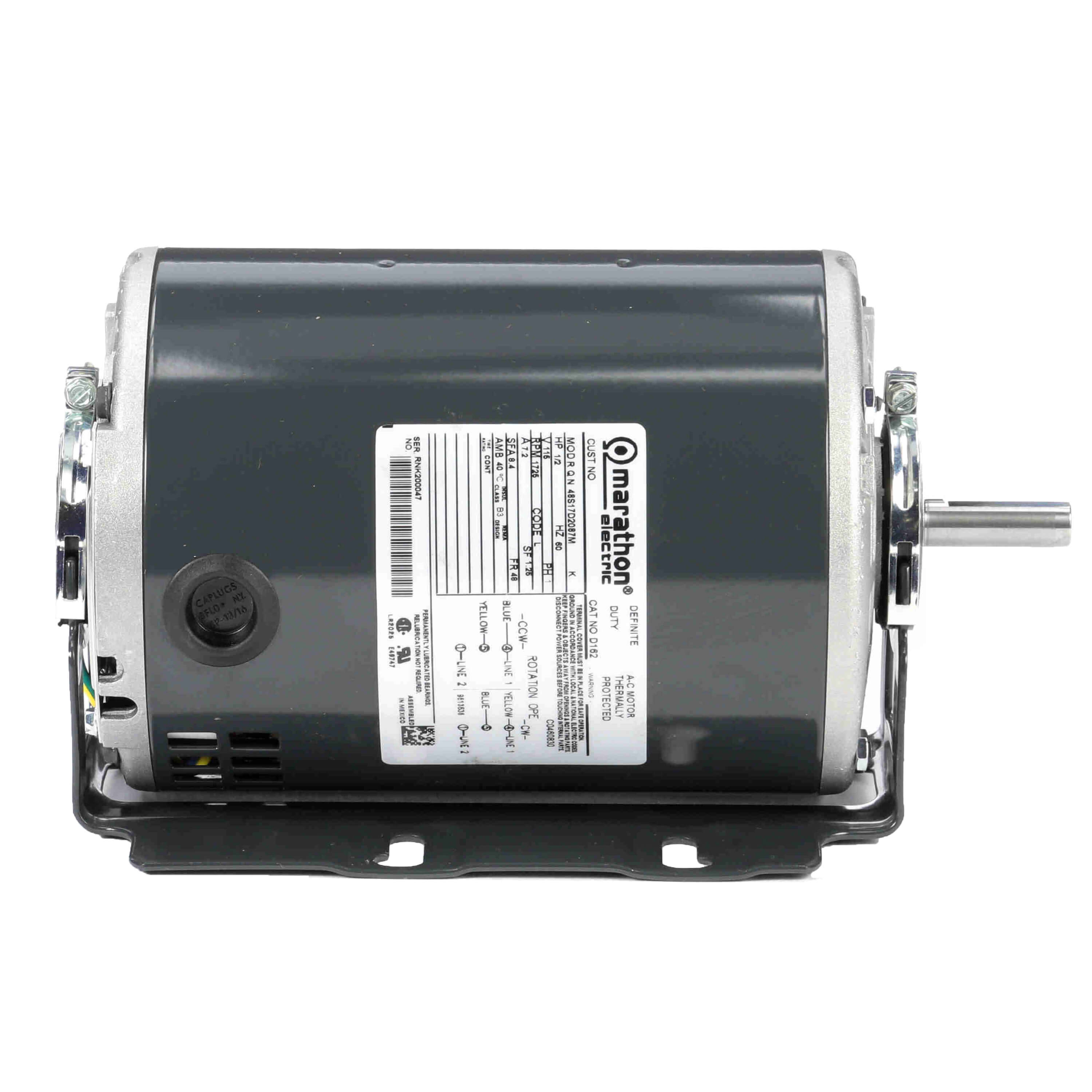 MARATHON MOTORS Marathon Motors D162 1/2HP 115V 1725RPM Reverse Rotation Motor