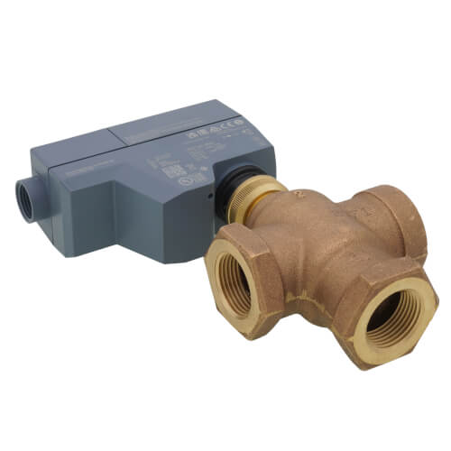 SIEMENS Siemens 261-02071 1 Inch NPT Powermite MT Series 3-Way Mixing Normally Open Valve Actuator Assembly 24Vac 10.0 Cv
