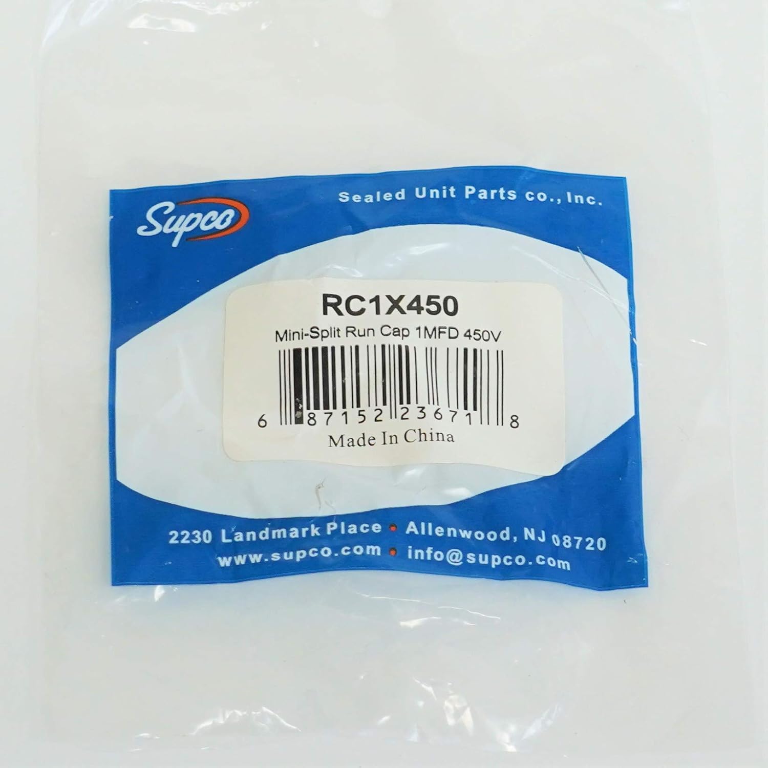 SUPCO Supco RC1X450 Minisplit Run Cap 1Mfd 450V RC1X450