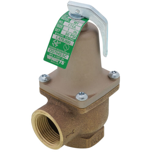 WATTS Watts 0275054 Water Pressure Relief Valve 50 PSI 1 Inch NPT FNPT