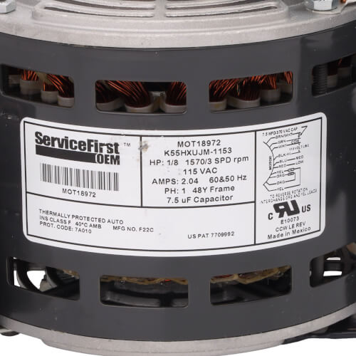 TRANE Trane MOT18972 115V 1/8HP 1570RPM 3-Speed Motor