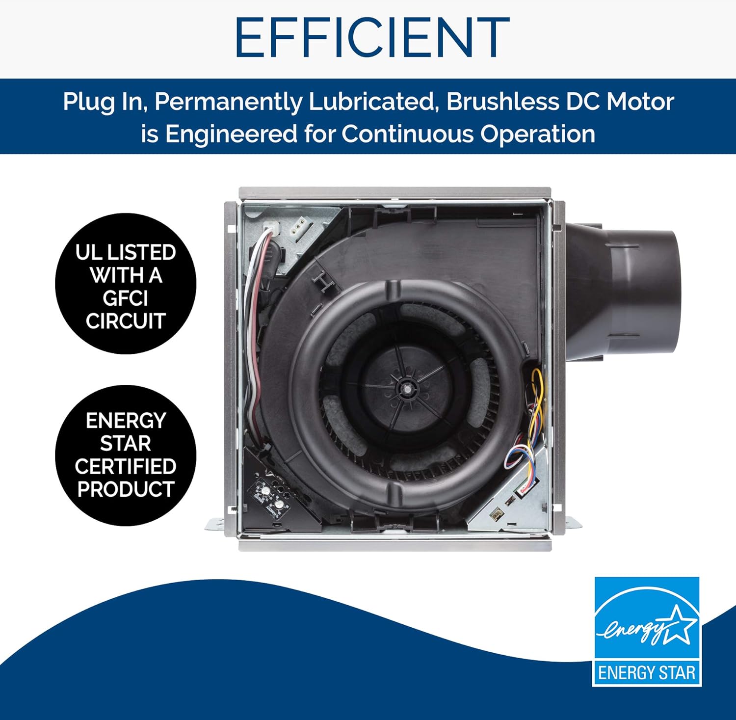 BROAN-NUTONE Broan AE50110DCL Flex DC Bathroom Ventilation Fan LED 50-110 CFM Energy Star Certified