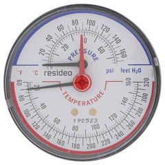 RESIDEO Resideo TD-090 1/4 NPT 3-1/8 Inch Face Temperature & Pressure Gauge Tridicator