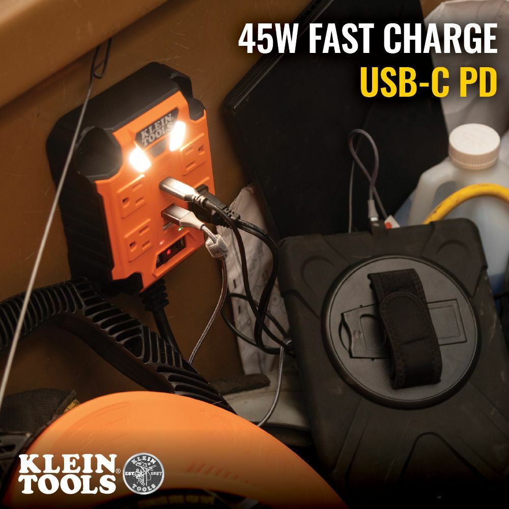 KLEIN TOOLS Klein Tools 29601 PowerBox 1 Magnetic Mounted Power Strip with Integrated LED Lights
