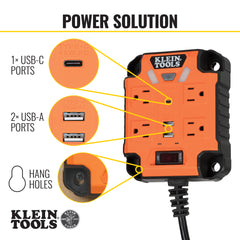 KLEIN TOOLS Klein Tools 29601 PowerBox 1 Magnetic Mounted Power Strip with Integrated LED Lights