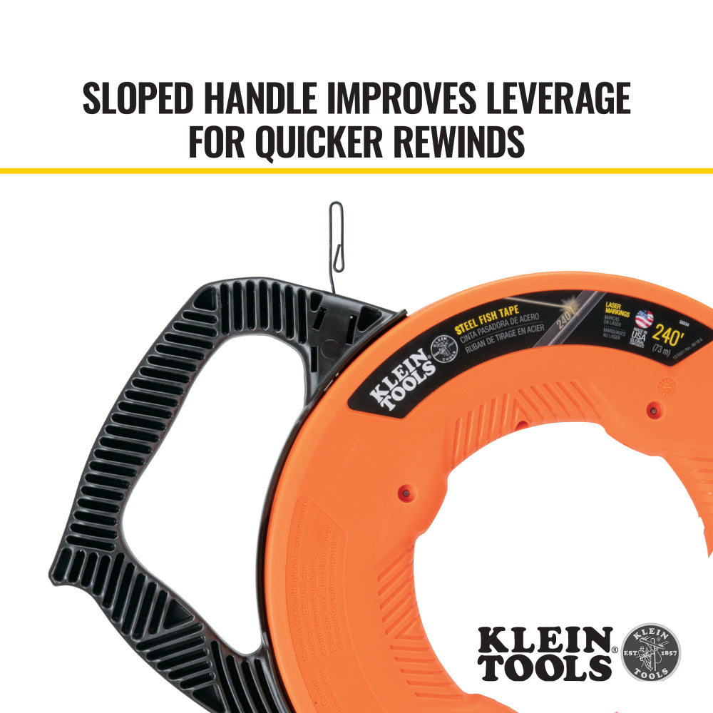 KLEIN TOOLS Klein Tools 56334 Steel Fish Tape 240 Foot High Carbon Steel Wire Puller