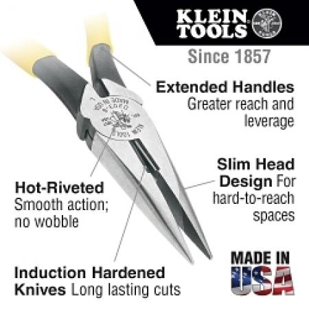 KLEIN TOOLS Klein Tools D203-6 Long Nose Side-Cutter Pliers 6-Inch
