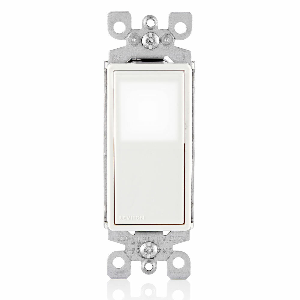 LEVITON Leviton L5613-2W Decora LED Illuminated Rocker 3-Way AC Quiet Switch 15 Amp 120/277 Volt Residential Grade White