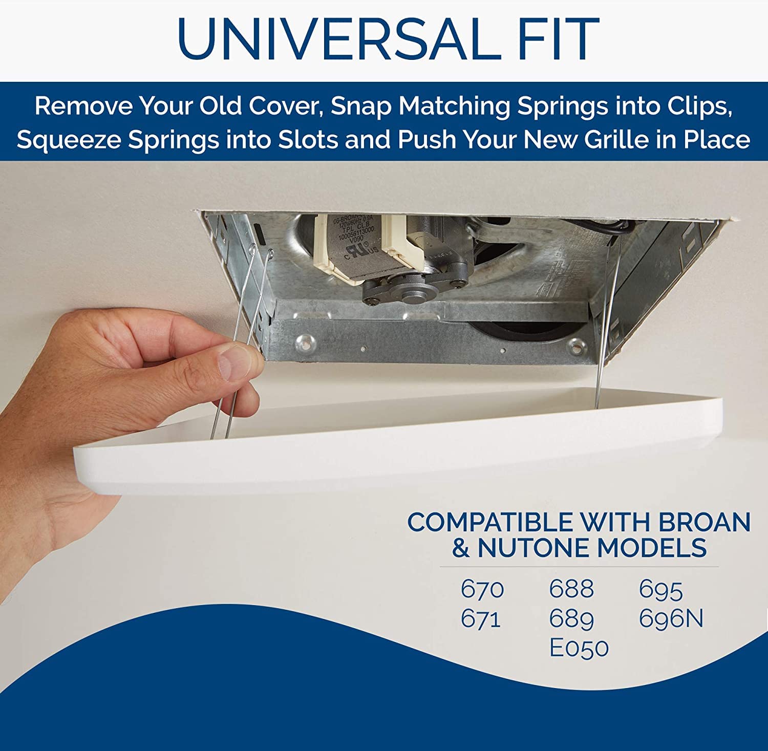 BROAN-NUTONE Broan-NuTone FGR101 Replacement Square Bathroom Ventilation Exhaust Fan Grille Cover Upgrade