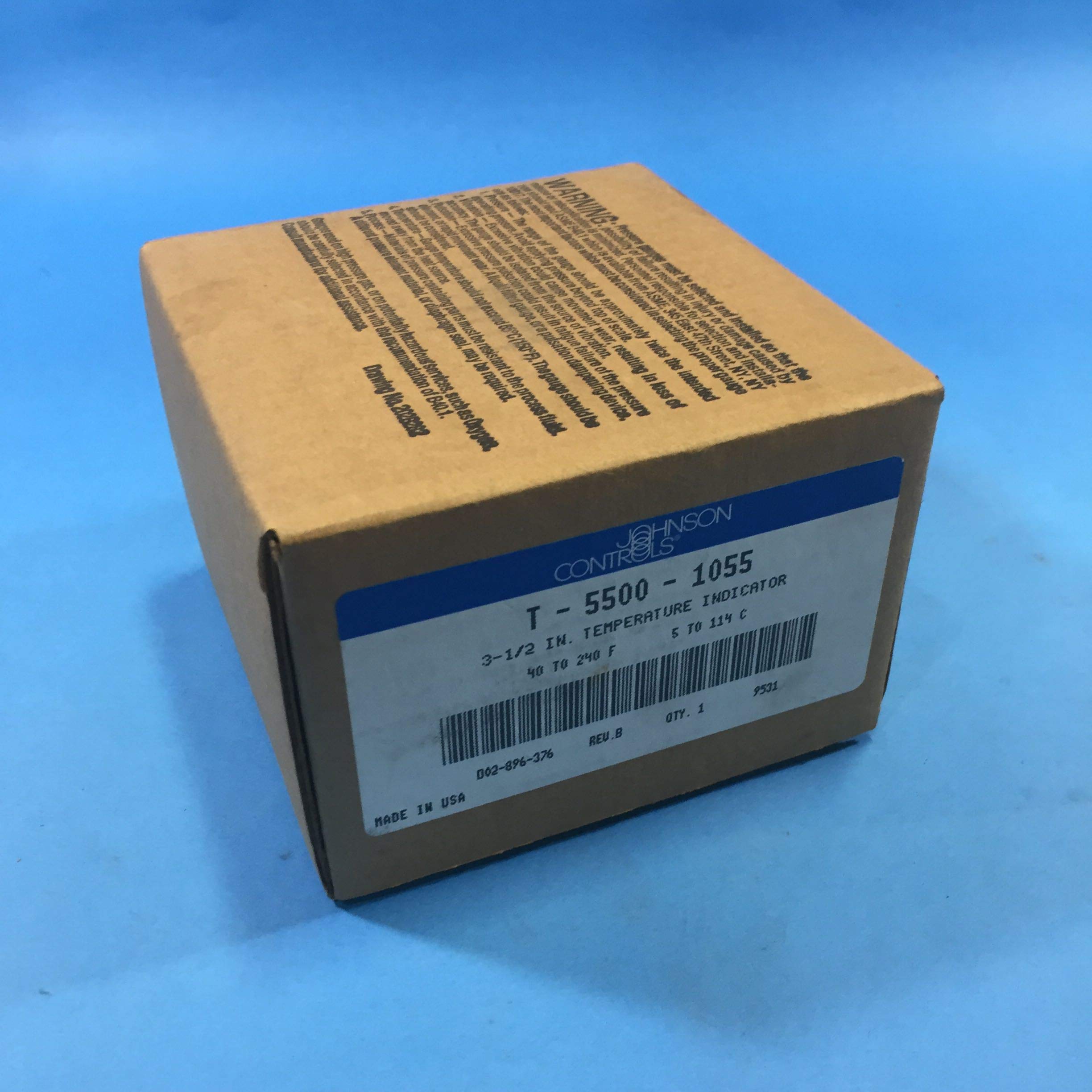 JOHNSON CONTROLS Johnson Controls T-5500-1055 Pneumatic Temperature Indicator 40/240F 3.5 Inch Dial