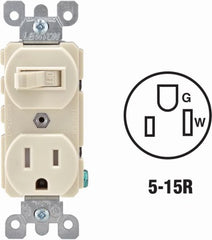 LEVITON Leviton R66-T5225-0TS Tamper Resistant Switch Outlet Combo