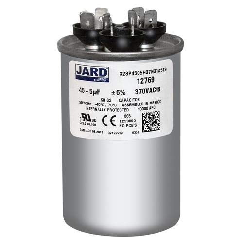 MARS MARS 12769 Motor Run Capacitor 45/5 MFD 370V Round Dual Capacitor Replacement 12769