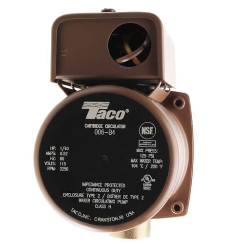 TACO Taco 006-B4-3 Bronze Circulator Pump 1/40HP 115V 3/4 Inch Sweat With Relay Replacement 006-B4-3