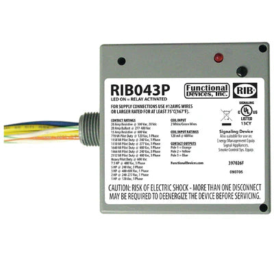 FUNCTIONAL DEVICES Functional Devices RIB043P Enclosed Relay 480V 20A 3PST-NO