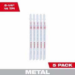 MILWAUKEE Milwaukee 48-42-5192 Bi-metal Jig Saw Blade 5.25in 14 Tpi 5 Pack