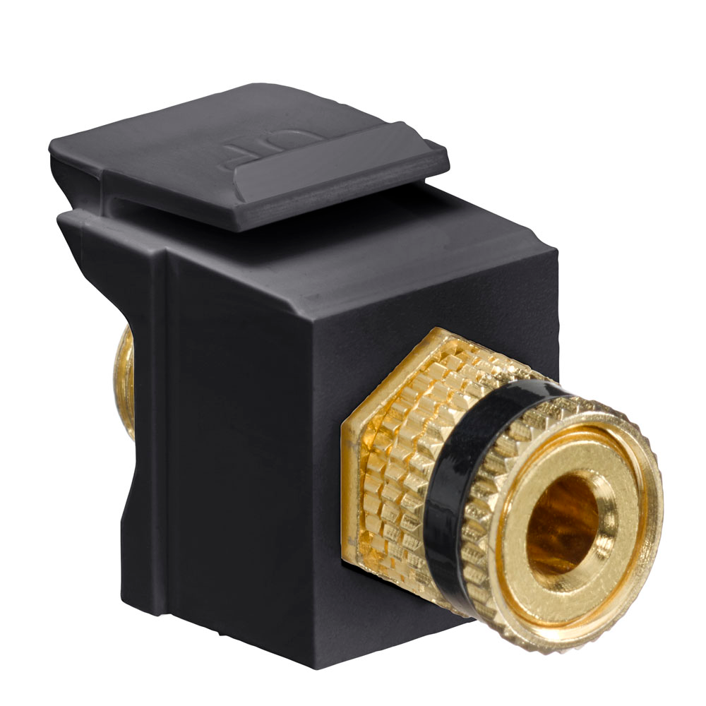 LEVITON Leviton 40833-BEE QuickPort Binding Post Coupler, Black Stripe, Black Housing