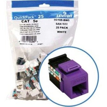 LEVITON Leviton 5G108-BP5 GigaMax CAT5e QuickPort Jack QuickPack 25-Pack Purple