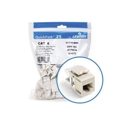 LEVITON Leviton 61110-BT6 eXtreme CAT6 QuickPort Jack QuickPack 25-Pack Light Almond