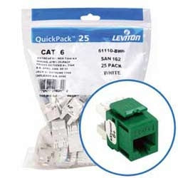 LEVITON Leviton 61110-BV6 eXtreme CAT6 QuickPort Jack QuickPack 25-Pack Green REPLACEMENT MPN
