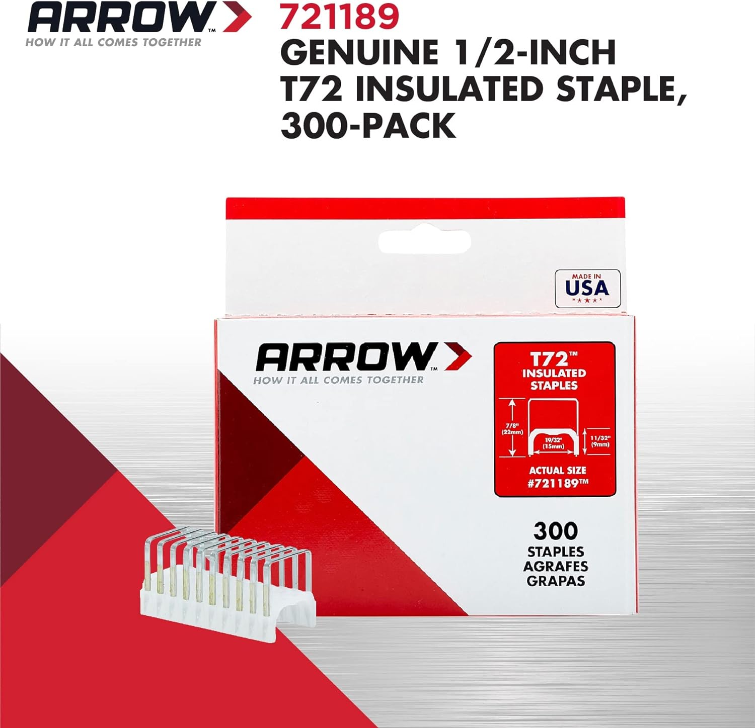 ARROW FASTENER Arrow Fastener 721189 T72 Insulated Staples for Electrical Cable Installations 300-Pack