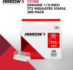 ARROW FASTENER Arrow Fastener 721189 T72 Insulated Staples for Electrical Cable Installations 300-Pack