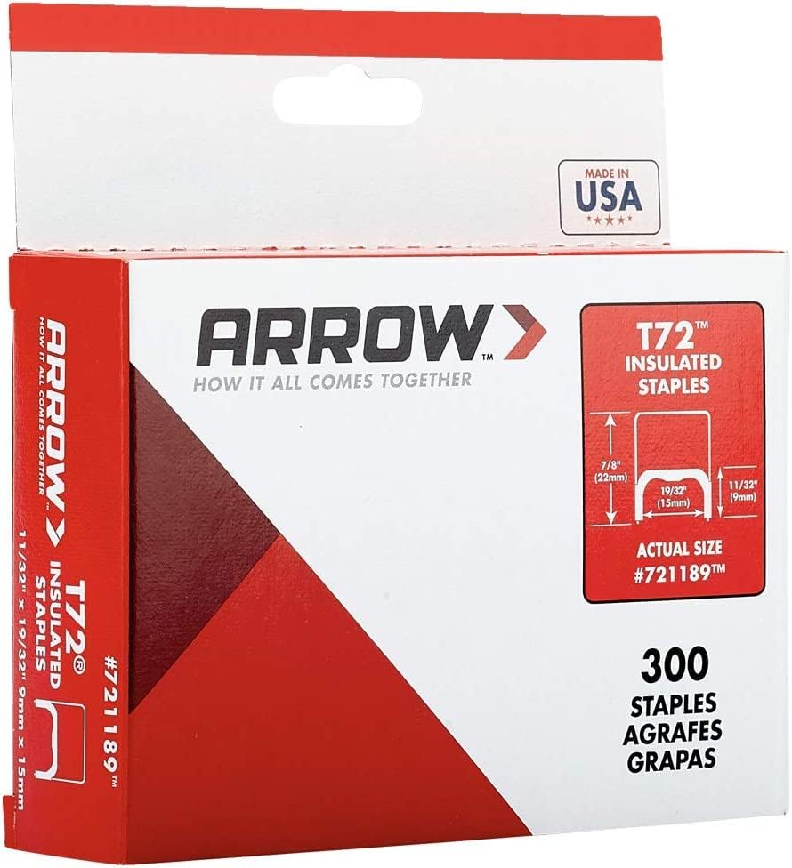 ARROW FASTENER Arrow Fastener 721189 T72 Insulated Staples for Electrical Cable Installations 300-Pack