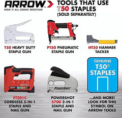 ARROW FASTENER Arrow Fastener 506 T50 3/8 Inch Flat Crown Heavy Duty Steel Staples 1250 Pack