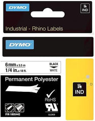DYMO DYMO 1805442 Rhino White Polyester Tape 1/4 inch Black Text on White Label
