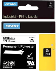 DYMO DYMO 1805442 Rhino White Polyester Tape 1/4 inch Black Text on White Label