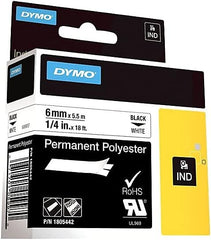 DYMO DYMO 1805442 Rhino White Polyester Tape 1/4 inch Black Text on White Label