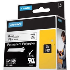 DYMO DYMO 18483 Rhino Permanent Poly Labels 1/2 Inch Black on White