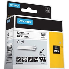 DYMO DYMO 18444 Rhino Industrial Vinyl Label Tape 1/2 Inch by 18 Feet Black on White