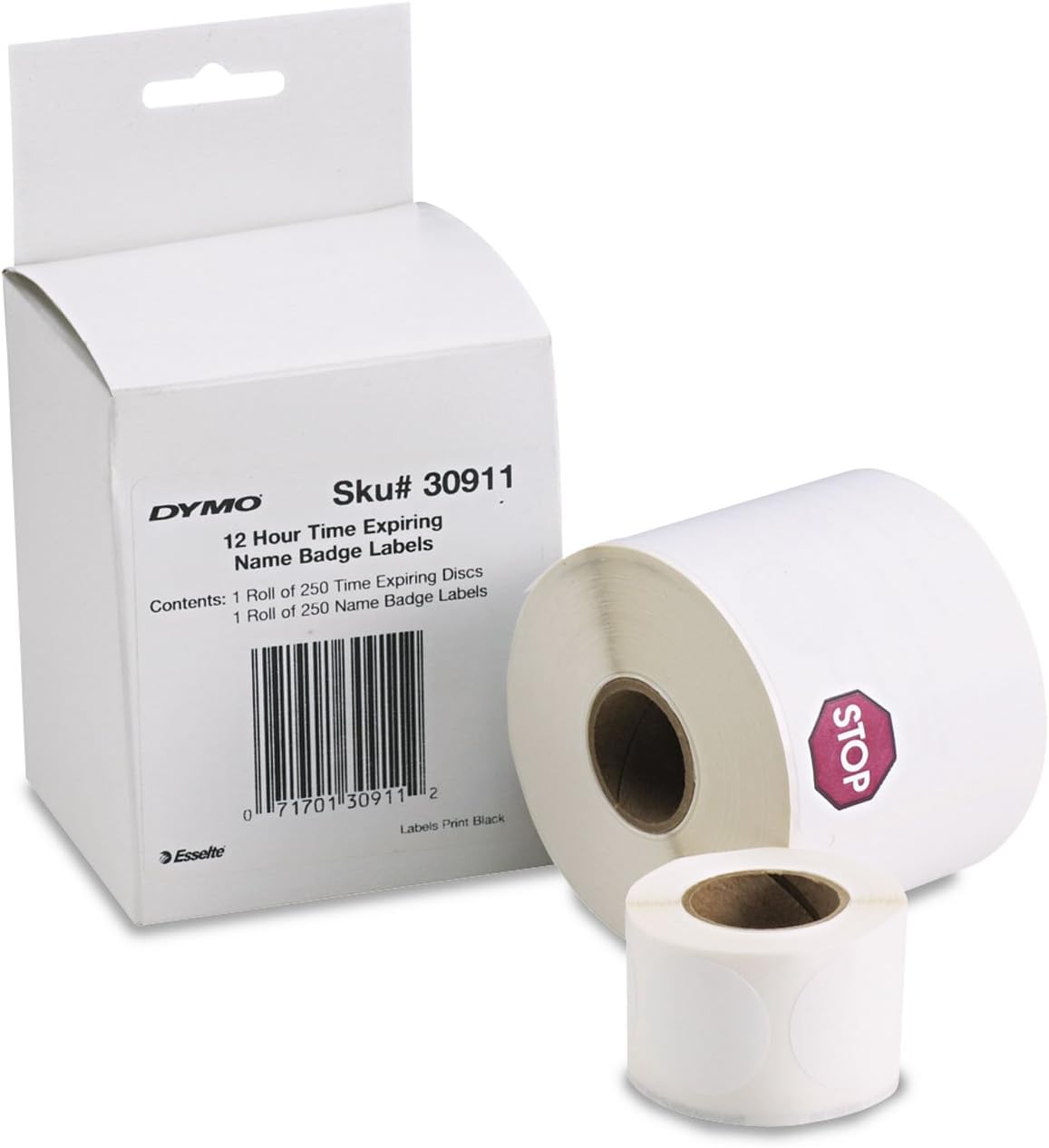 DYMO DYMO 30911 Labelwriter Time-Expire Name Badge Labels, 3.3 inches 3.3 inches 4.1 inches, 250-Roll