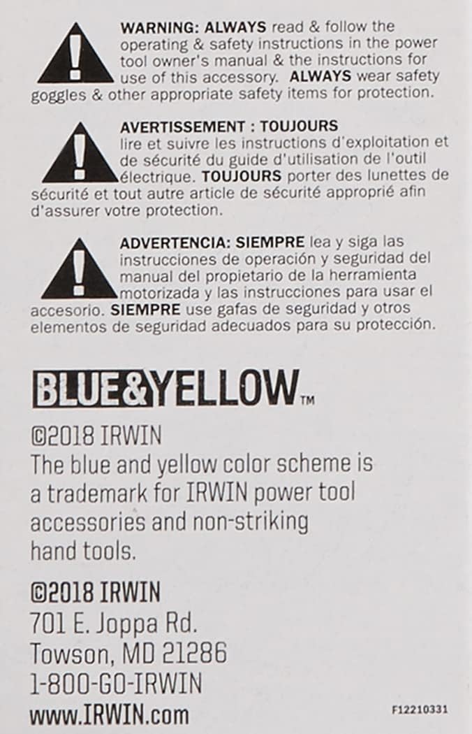 IRWIN IRWIN TOOLS 373100BX Bi-Metal Hole Saw 1 Inch Diameter 350 RPM
